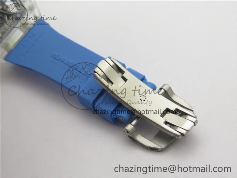 RM 53-01 Transparent Case Real Tourbillon Pablo Mac Donough JBF Best Edition on Blue Rubber Strap V Unisex 9390