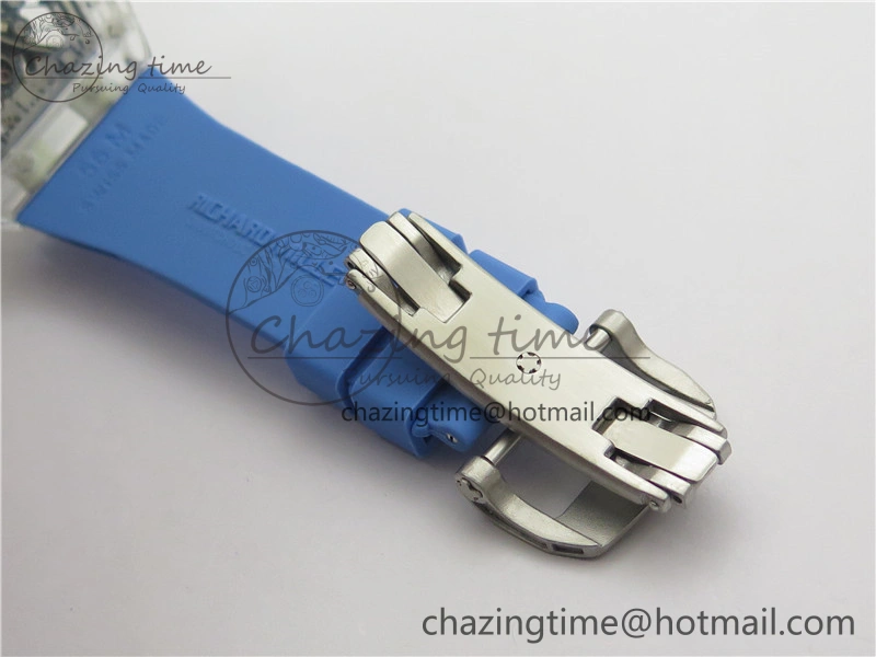 RM 53-01 Transparent Case Real Tourbillon Pablo Mac Donough JBF Best Edition on Blue Rubber Strap V Unisex 9390