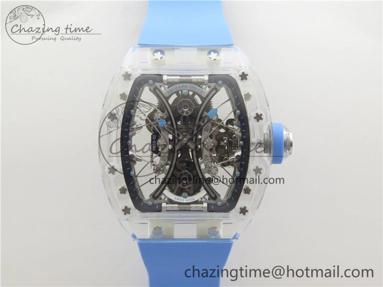 RM 53-01 Transparent Case Real Tourbillon Pablo Mac Donough JBF Best Edition on Blue Rubber Strap V Unisex 9390