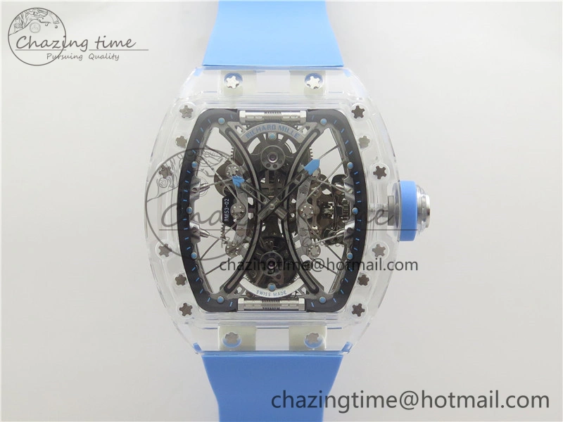 RM 53-01 Transparent Case Real Tourbillon Pablo Mac Donough JBF Best Edition on Blue Rubber Strap V Unisex 9390