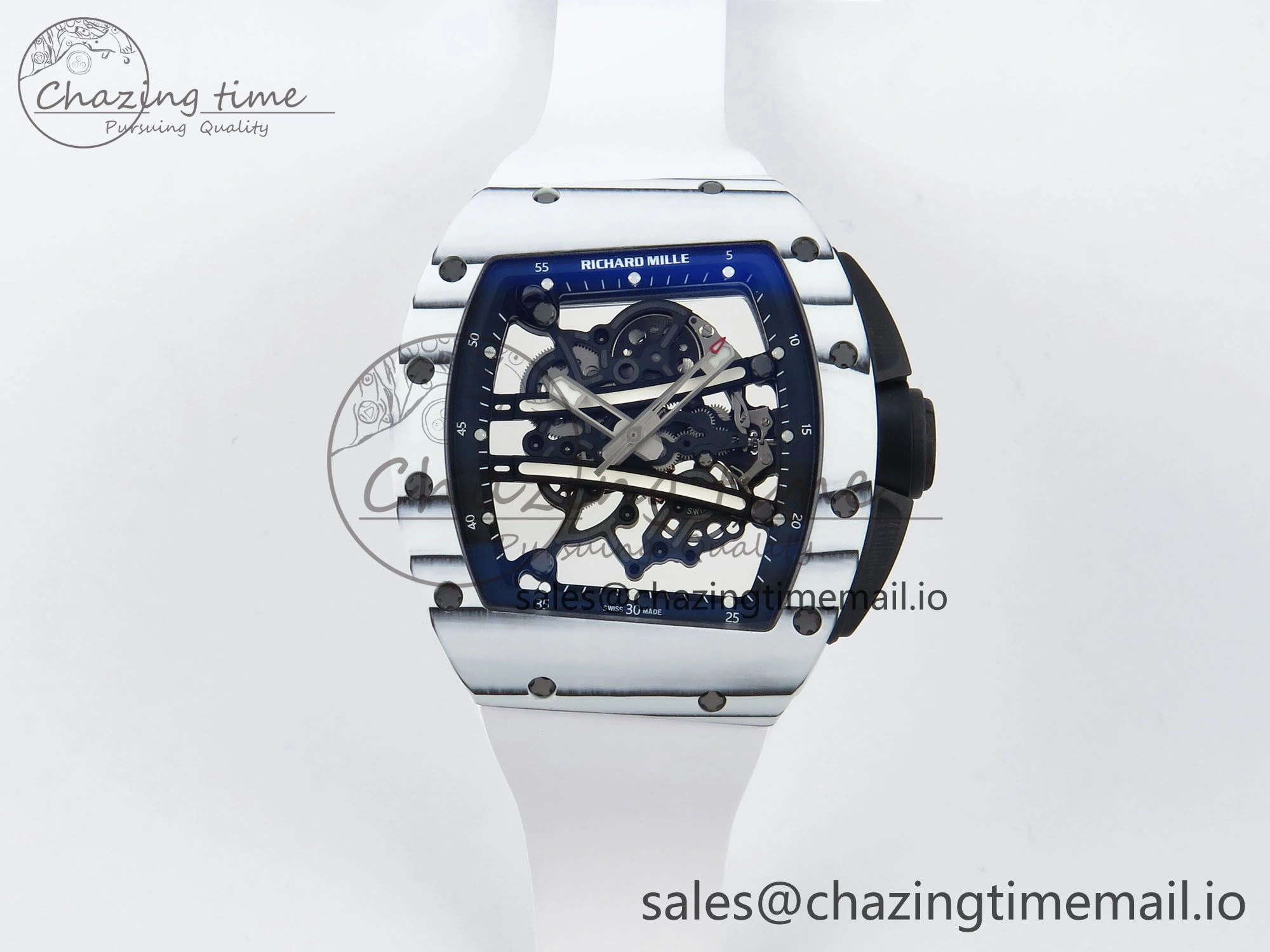 Soft RM 61-01 Yohan Blake NTPT ZF 1:1 Best Edition on White Rubber Strap RMUL2 Super Clone 9199