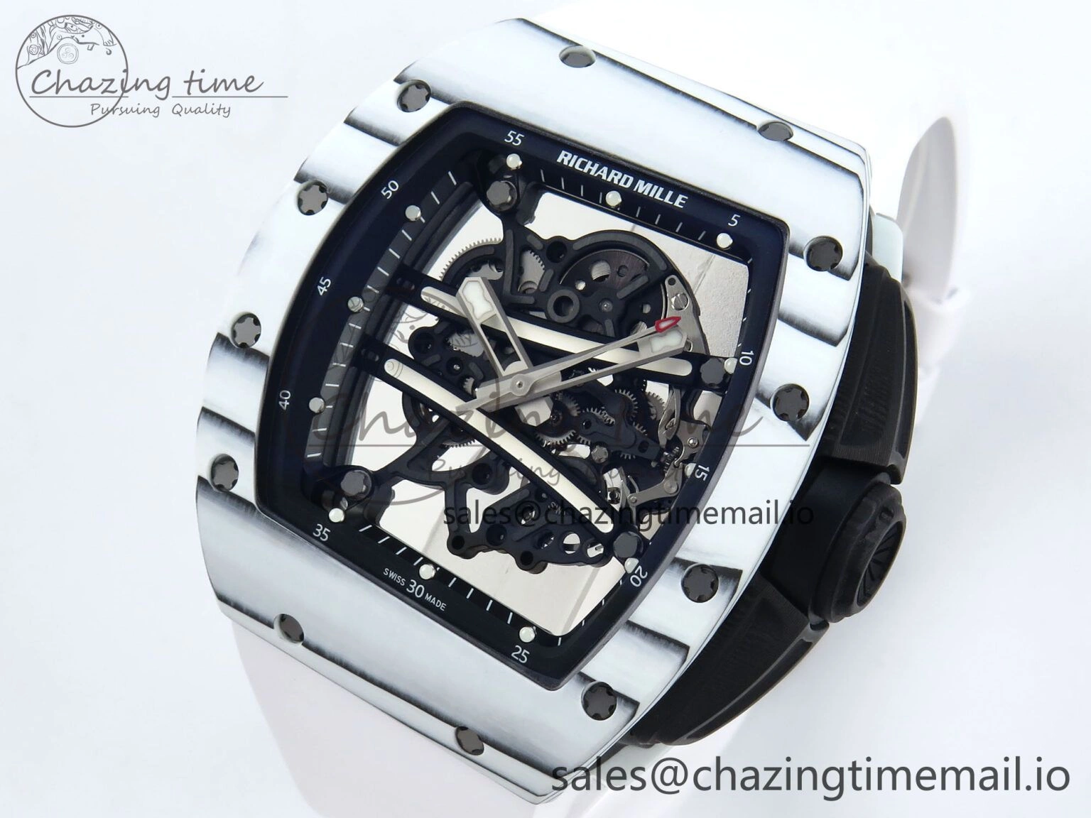 Soft RM 61-01 Yohan Blake NTPT ZF 1:1 Best Edition on White Rubber Strap RMUL2 Super Clone 9199