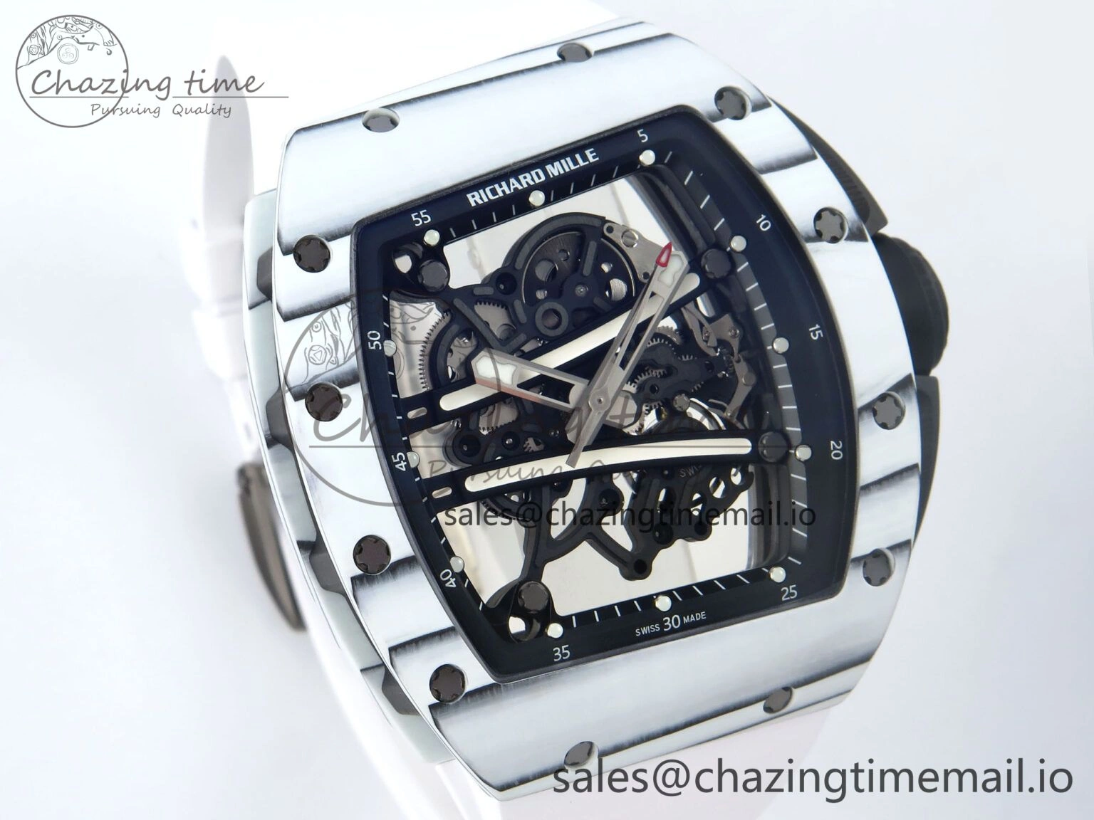 Soft RM 61-01 Yohan Blake NTPT ZF 1:1 Best Edition on White Rubber Strap RMUL2 Super Clone 9199