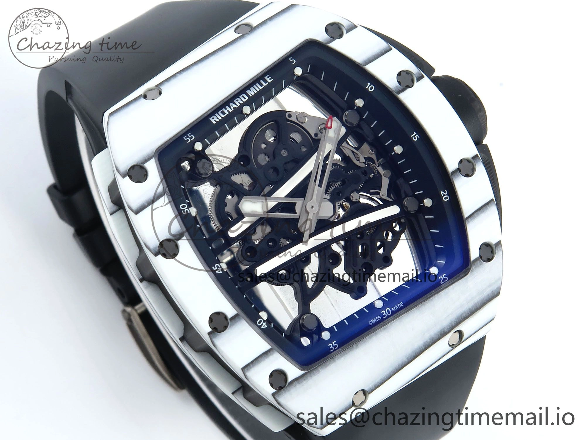 RM 61-01 Yohan Blake White NTPT ZF 1:1 Best Edition on Black Rubber Strap RMUL2 Super Clone Breathable 9207