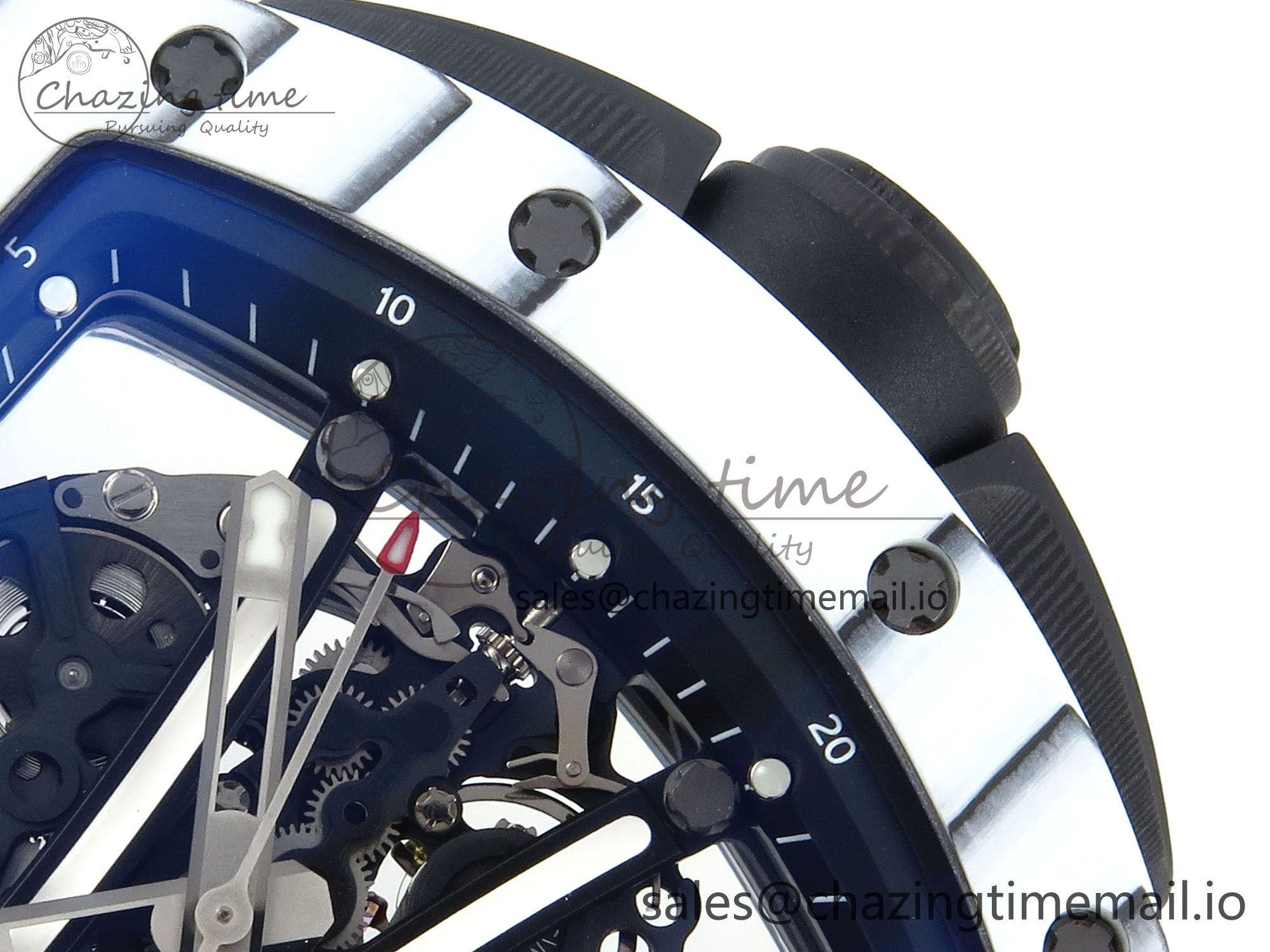 RM 61-01 Yohan Blake White NTPT ZF 1:1 Best Edition on Black Rubber Strap RMUL2 Super Clone Breathable 9207