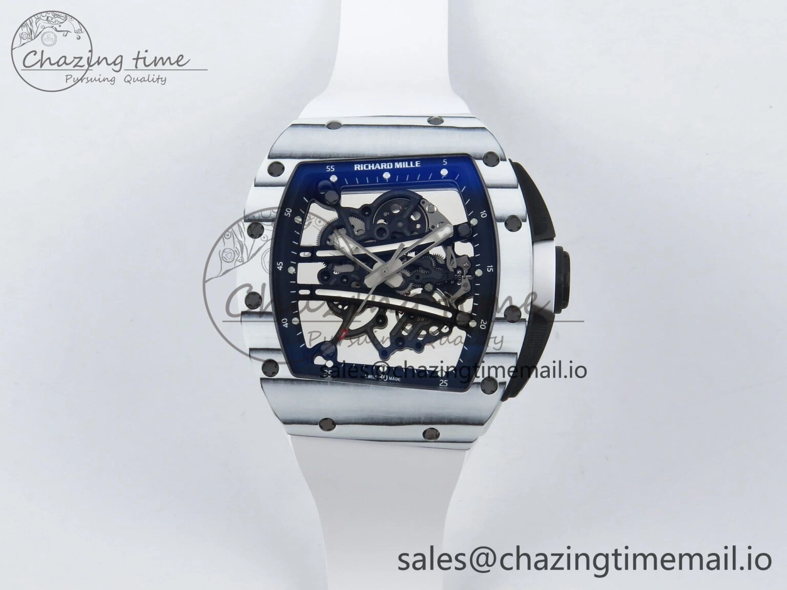 RM 61-01 Yohan White NTPT ZF 1:1 Best Edition on White Rubber Strap RMUL2 Super Clone FreshLook 9198