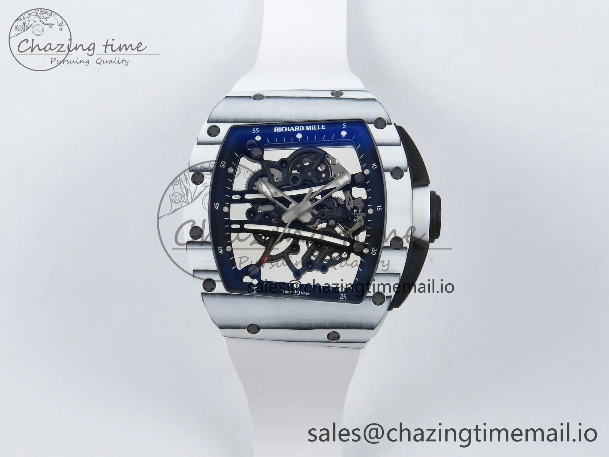 RM 61-01 Yohan White NTPT ZF 1:1 Best Edition on White Rubber Strap RMUL2 Super Clone FreshLook 9198