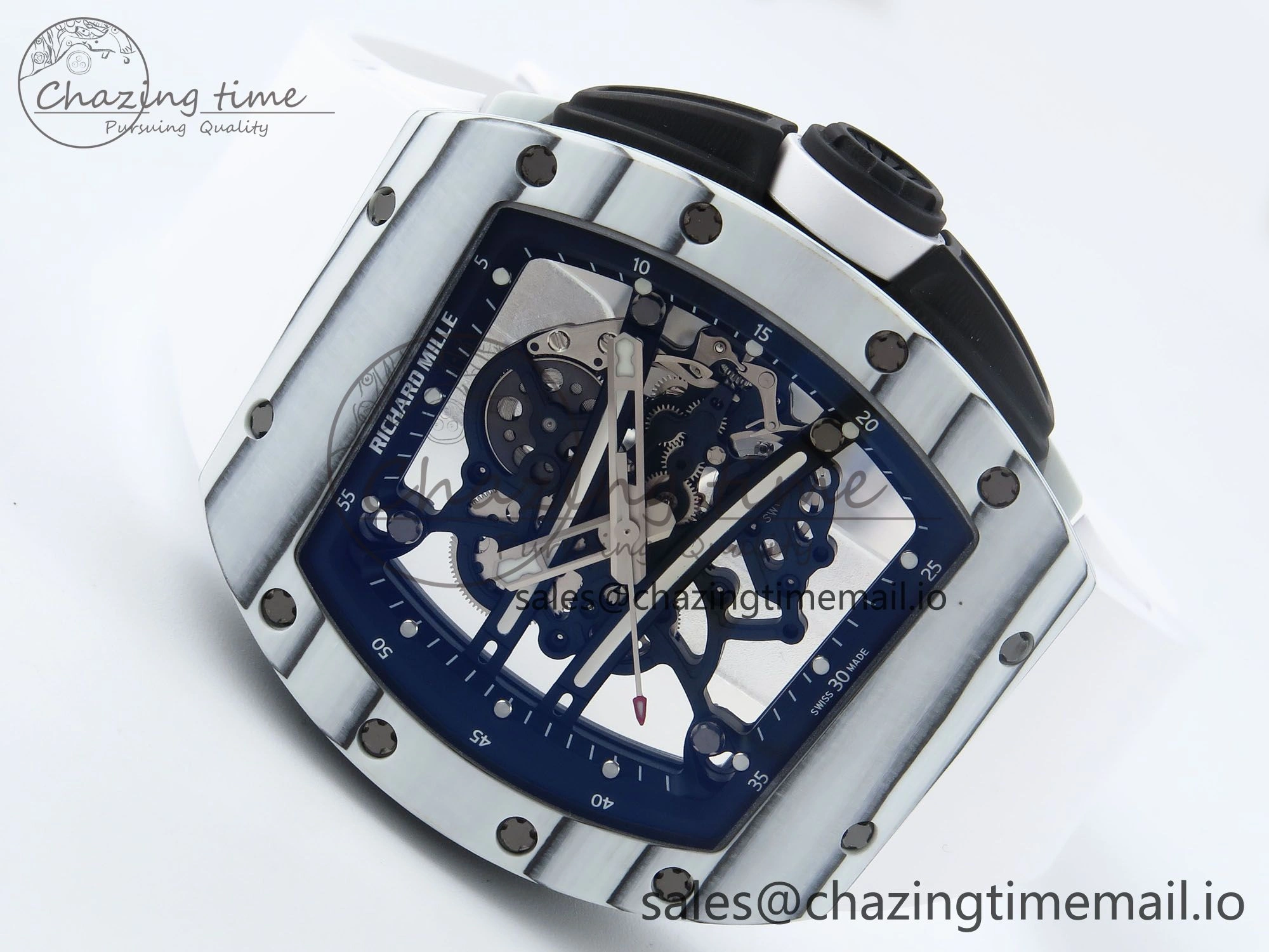 RM 61-01 Yohan White NTPT ZF 1:1 Best Edition on White Rubber Strap RMUL2 Super Clone FreshLook 9198