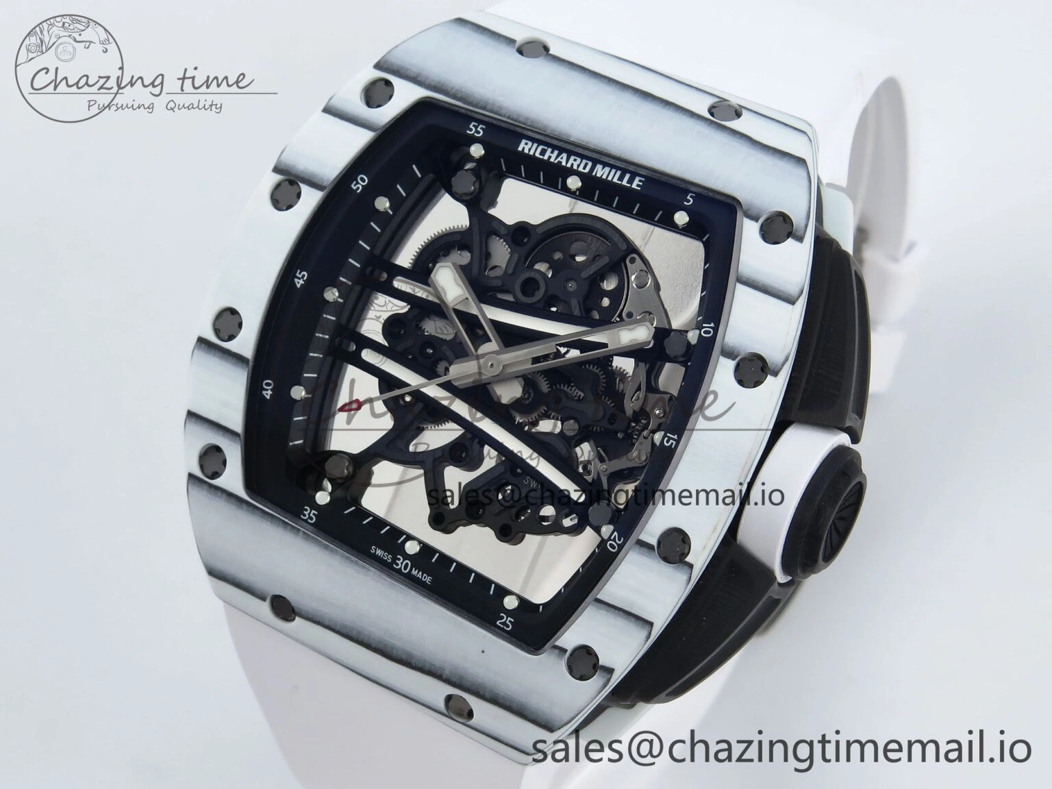 RM 61-01 Yohan White NTPT ZF 1:1 Best Edition on White Rubber Strap RMUL2 Super Clone FreshLook 9198