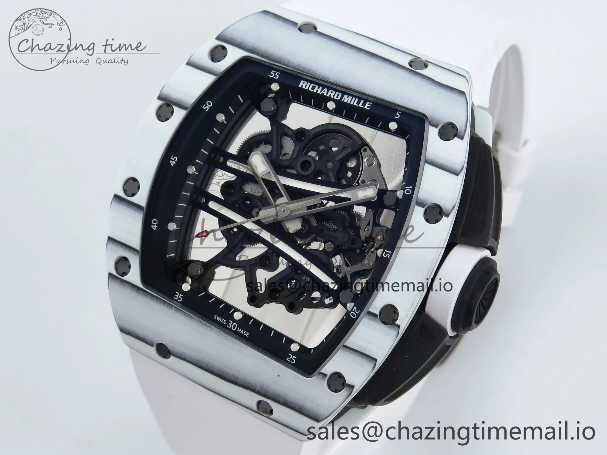 RM 61-01 Yohan White NTPT ZF 1:1 Best Edition on White Rubber Strap RMUL2 Super Clone FreshLook 9198
