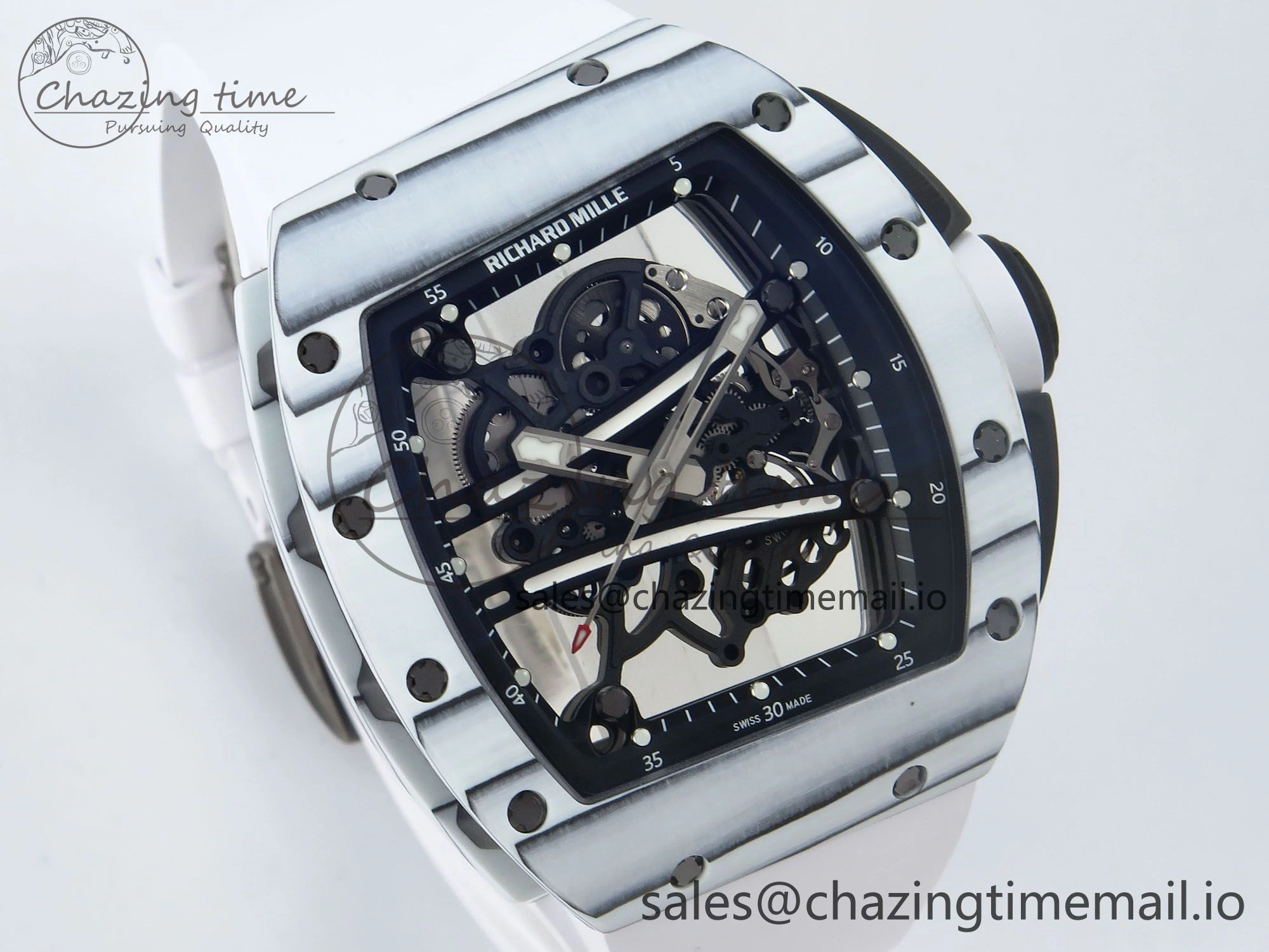 RM 61-01 Yohan White NTPT ZF 1:1 Best Edition on White Rubber Strap RMUL2 Super Clone FreshLook 9198