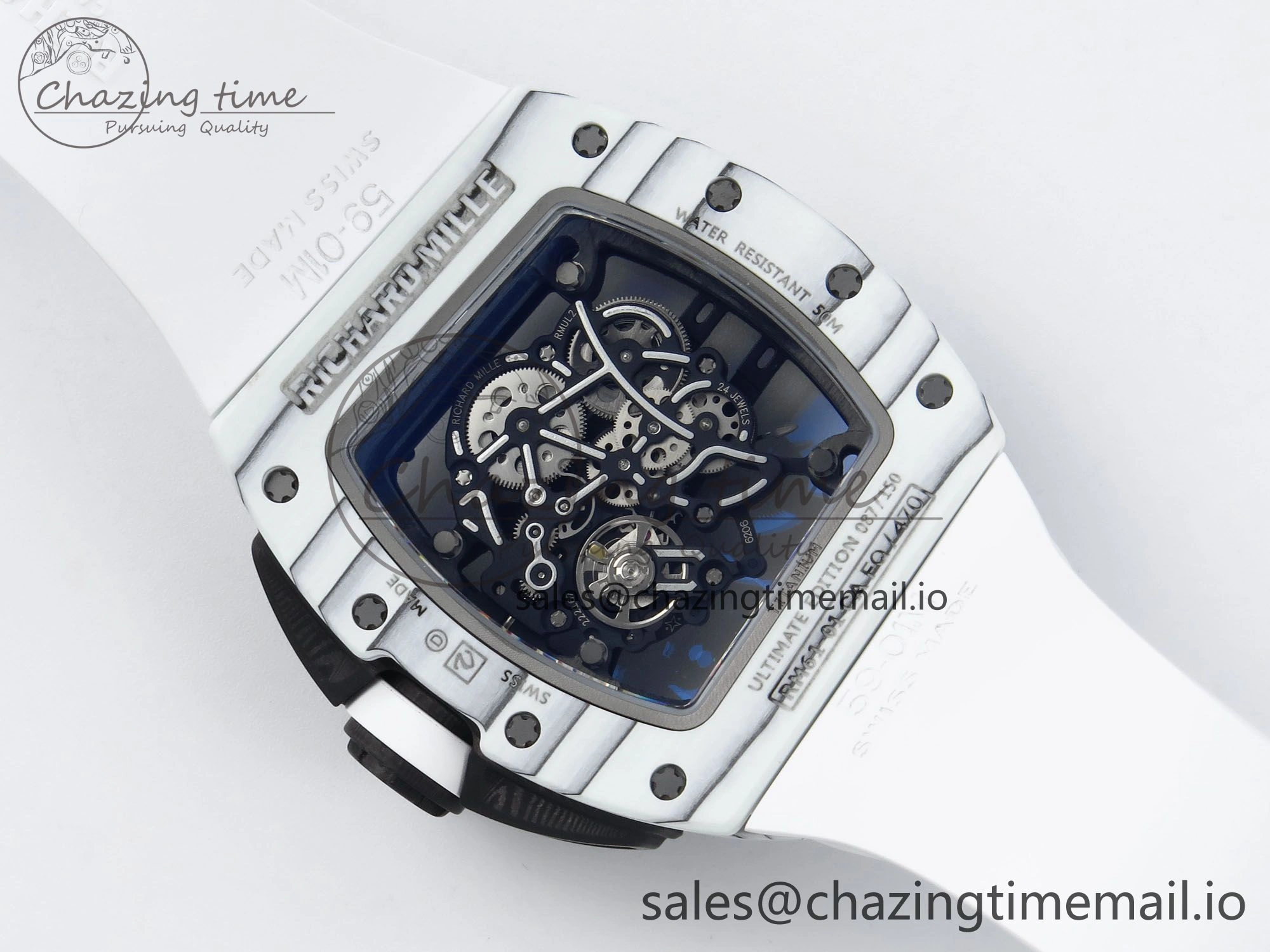 RM 61-01 Yohan White NTPT ZF 1:1 Best Edition on White Rubber Strap RMUL2 Super Clone FreshLook 9198
