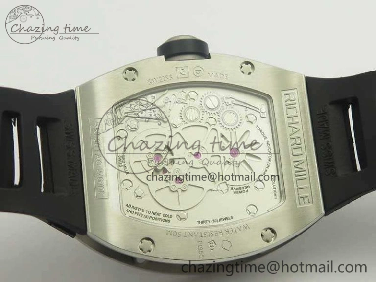 RM001 SS Real PR JBF SS Bezel Skeleton Dial On Rubber Strap Asian Tourbillon SmartChoice 9491
