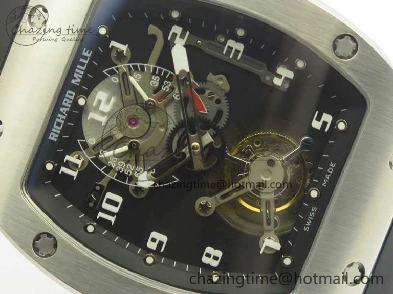 RM001 SS Real PR JBF SS Bezel Skeleton Dial On Rubber Strap Asian Tourbillon SmartChoice 9491