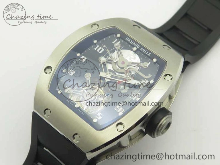 RM001 SS Real PR JBF SS Bezel Skeleton Dial On Rubber Strap Asian Tourbillon SmartChoice 9491