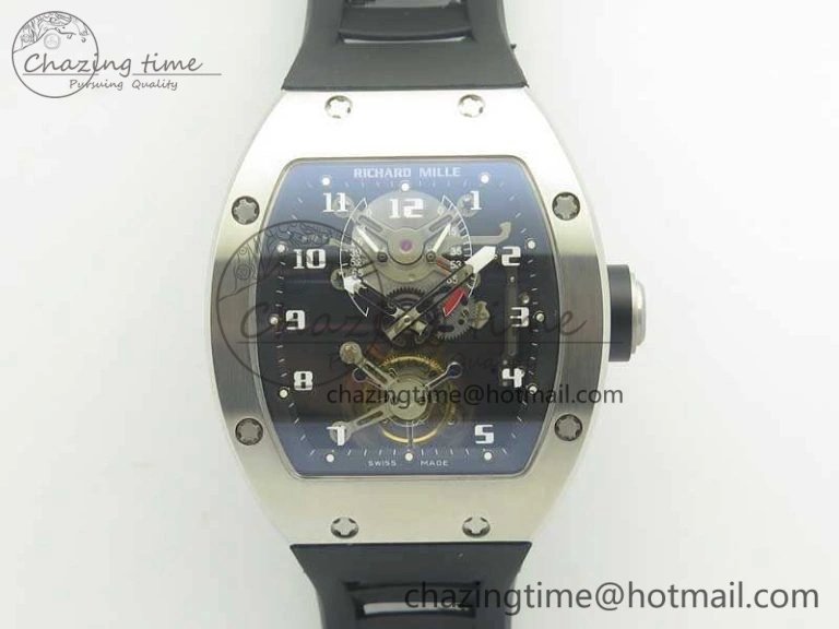 RM001 SS Real PR JBF SS Bezel Skeleton Dial On Rubber Strap Asian Tourbillon SmartChoice 9491