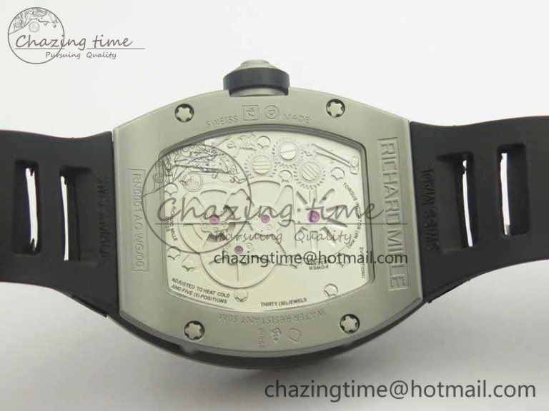 RM001 Satin-Polished Steel Real PR JBF Skeleton Dial On Rubber Strap Asian Tourbillon Bright 9490