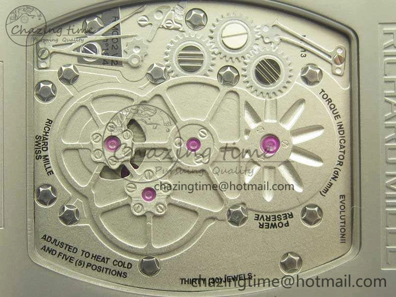 RM001 Satin-Polished Steel Real PR JBF Skeleton Dial On Rubber Strap Asian Tourbillon Bright 9490
