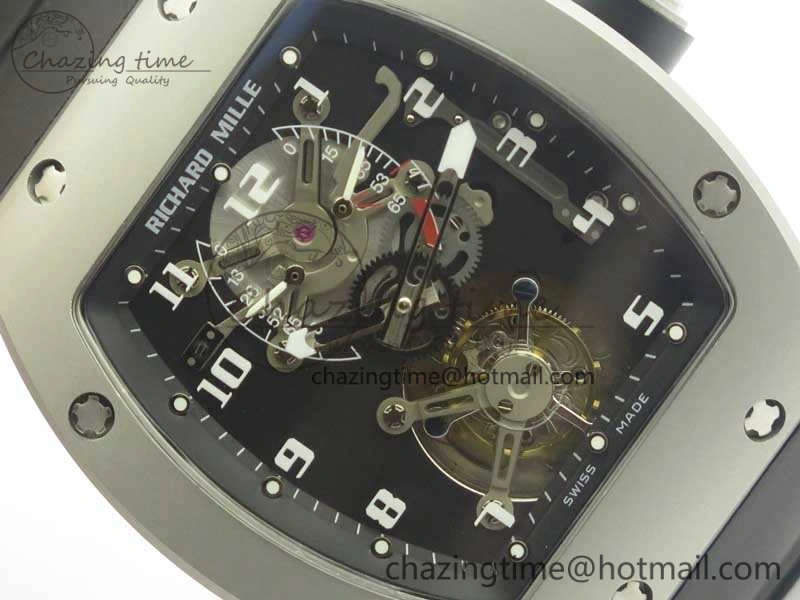RM001 Satin-Polished Steel Real PR JBF Skeleton Dial On Rubber Strap Asian Tourbillon Bright 9490