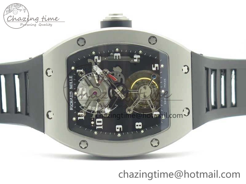 RM001 Satin-Polished Steel Real PR JBF Skeleton Dial On Rubber Strap Asian Tourbillon Bright 9490