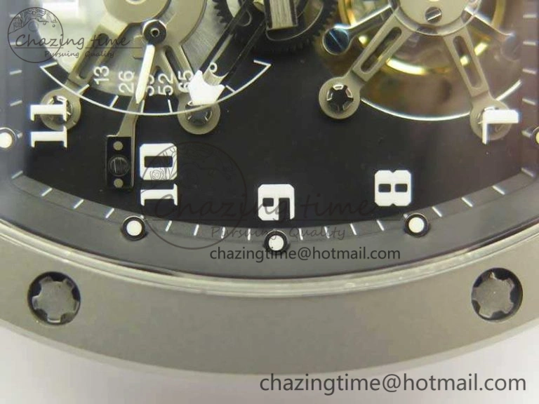 RM001 Satin-Polished Steel Real PR JBF Skeleton Dial On Rubber Strap Asian Tourbillon Bright 9490