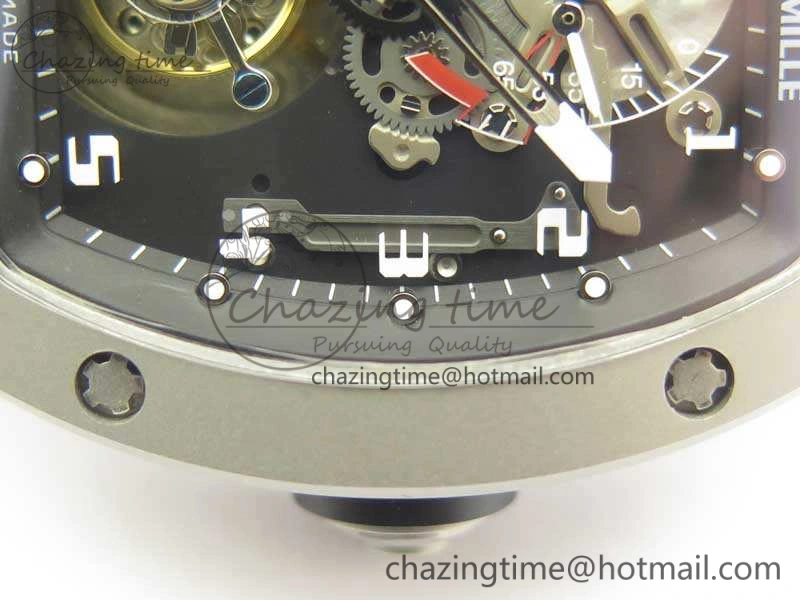 RM001 Satin-Polished Steel Real PR JBF Skeleton Dial On Rubber Strap Asian Tourbillon Bright 9490