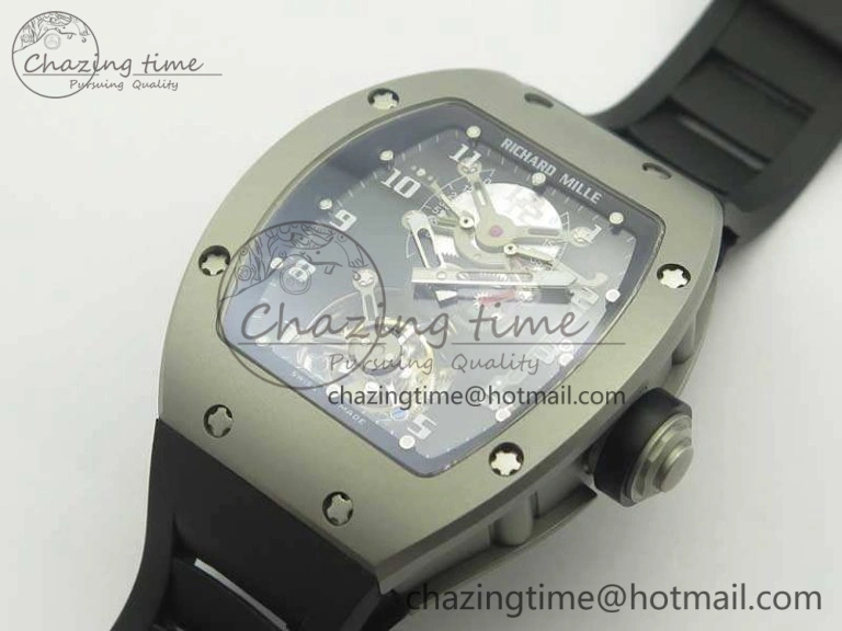 RM001 Satin-Polished Steel Real PR JBF Skeleton Dial On Rubber Strap Asian Tourbillon Bright 9490