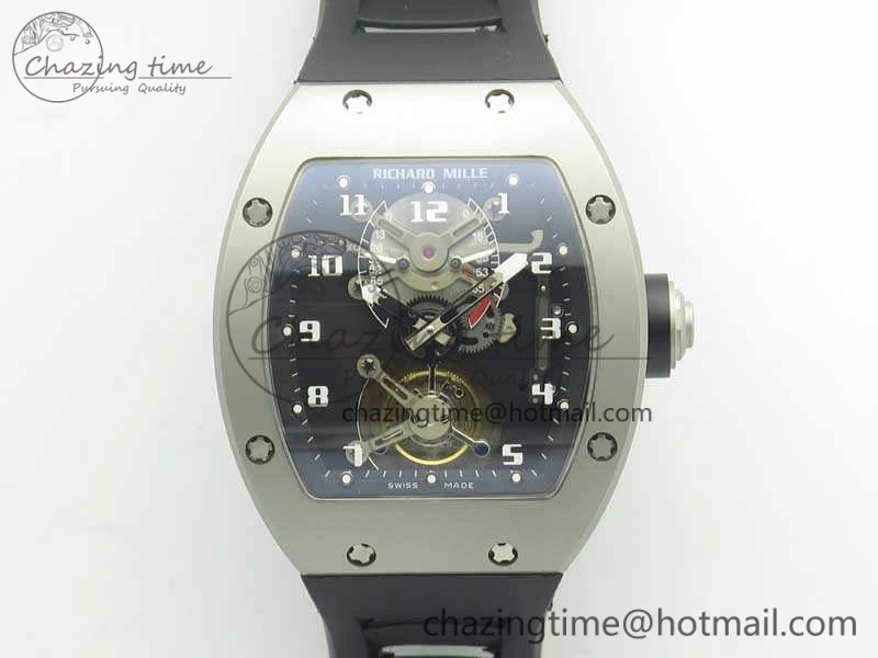 RM001 Satin-Polished Steel Real PR JBF Skeleton Dial On Rubber Strap Asian Tourbillon Bright 9490