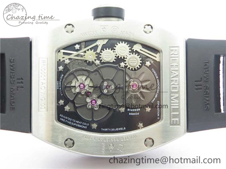 RM001 Tourbillon Brushed SS JBF Best Edition Black Dial on Rubber Strap Chic 9448