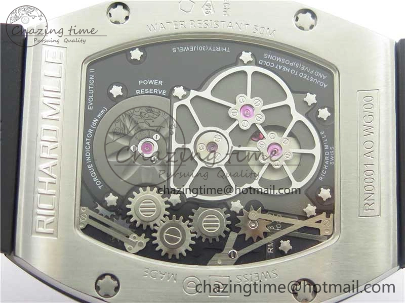 RM001 Tourbillon Brushed SS JBF Best Edition Black Dial on Rubber Strap Chic 9448