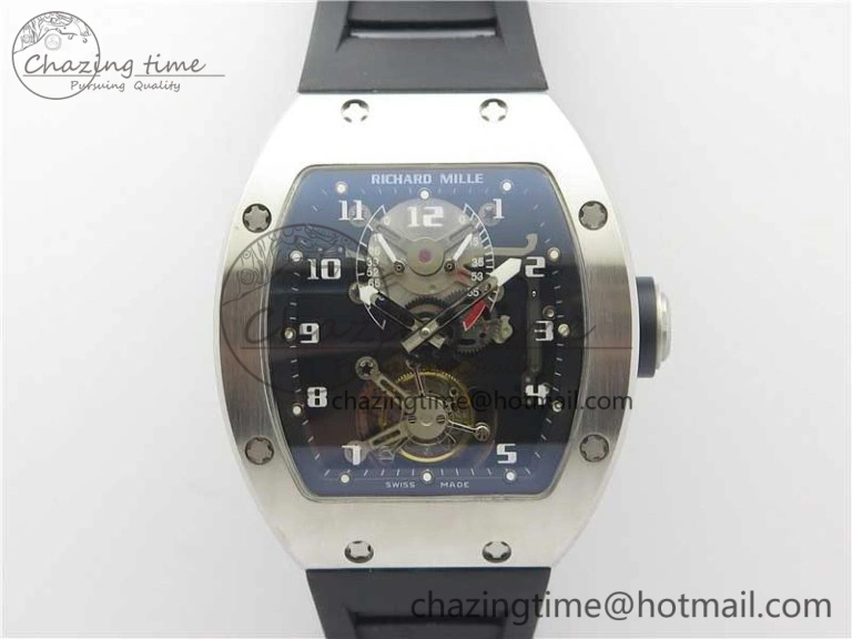 RM001 Tourbillon Brushed SS JBF Best Edition Black Dial on Rubber Strap Chic 9448