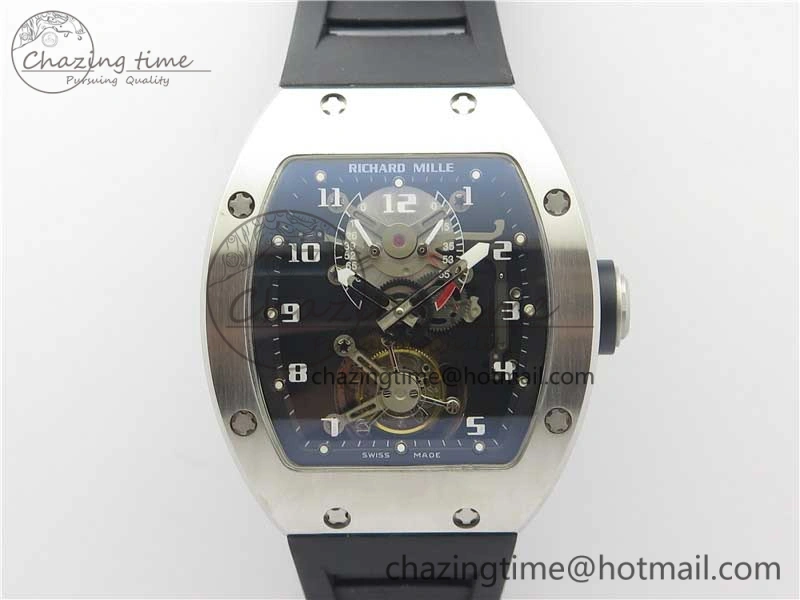 RM001 Tourbillon Brushed SS JBF Best Edition Black Dial on Rubber Strap Chic 9448