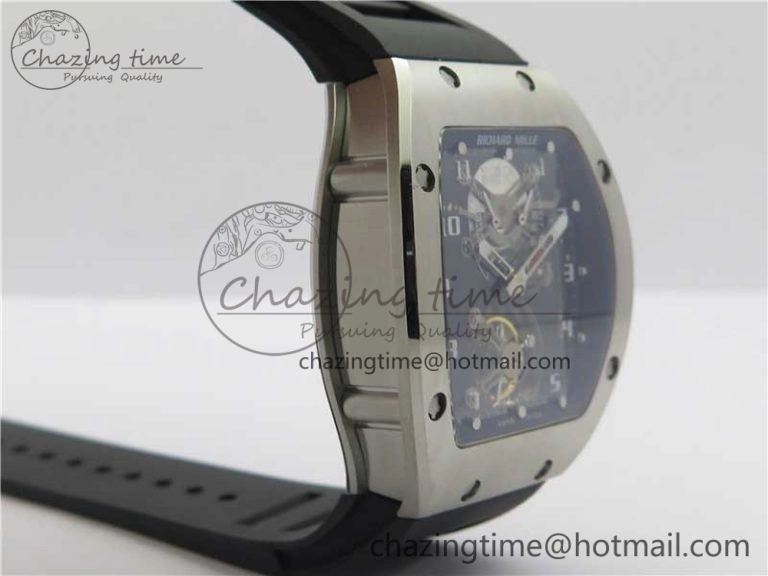 RM001 Tourbillon Brushed SS JBF Best Edition Black Dial on Rubber Strap Chic 9448