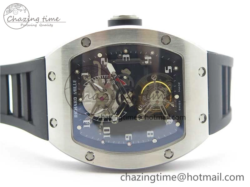 RM001 Tourbillon Brushed SS JBF Best Edition Black Dial on Rubber Strap Chic 9448