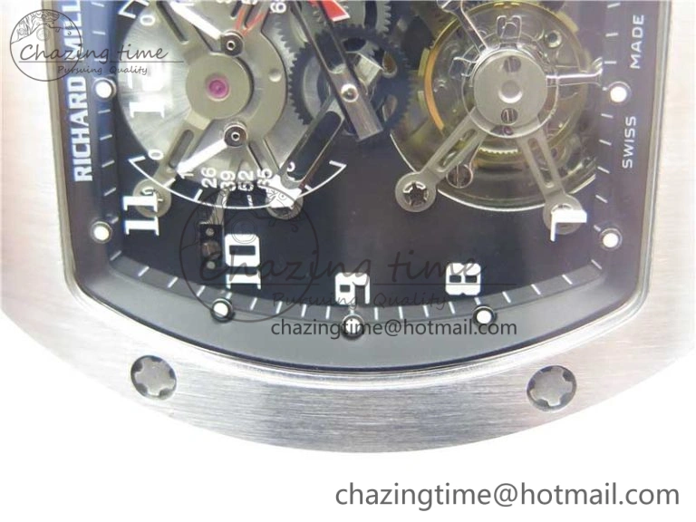 RM001 Tourbillon Brushed SS JBF Best Edition Black Dial on Rubber Strap Chic 9448
