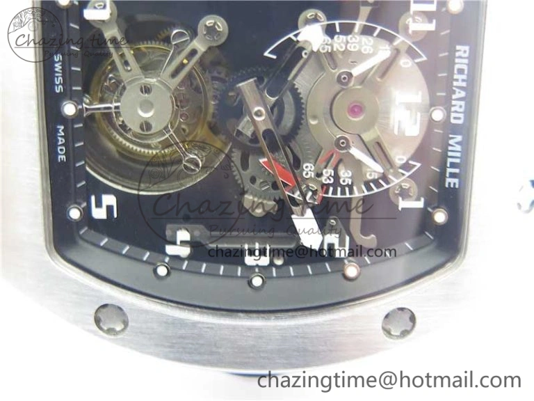 RM001 Tourbillon Brushed SS JBF Best Edition Black Dial on Rubber Strap Chic 9448
