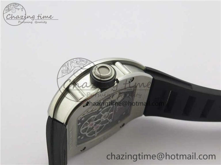 RM001 Tourbillon Brushed SS JBF Best Edition Black Dial on Rubber Strap Chic 9448