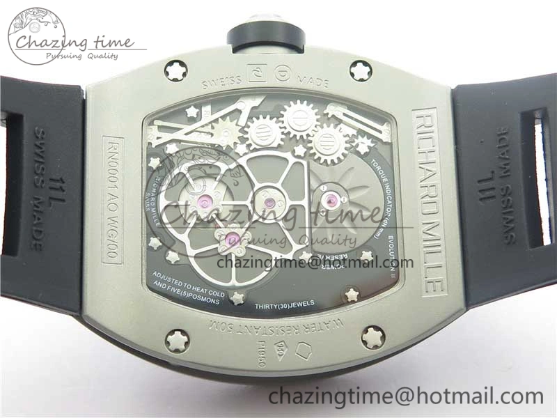 RM001 Tourbillon Sandblasted SS JBF Best Edition Black Dial on Rubber Strap SunProtective 9447