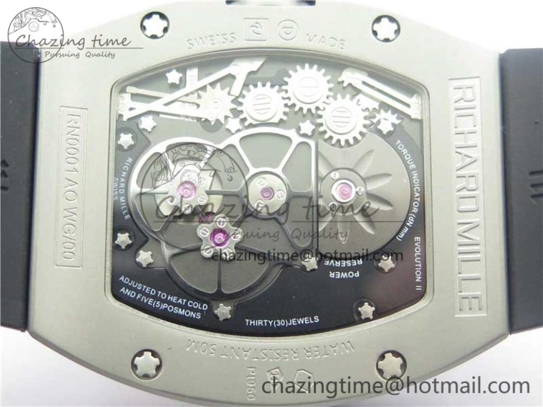 RM001 Tourbillon Sandblasted SS JBF Best Edition Black Dial on Rubber Strap SunProtective 9447