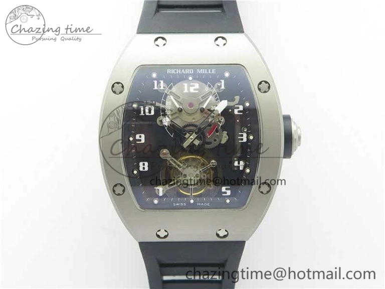RM001 Tourbillon Sandblasted SS JBF Best Edition Black Dial on Rubber Strap SunProtective 9447