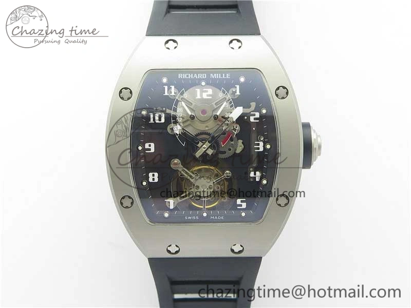 RM001 Tourbillon Sandblasted SS JBF Best Edition Black Dial on Rubber Strap SunProtective 9447