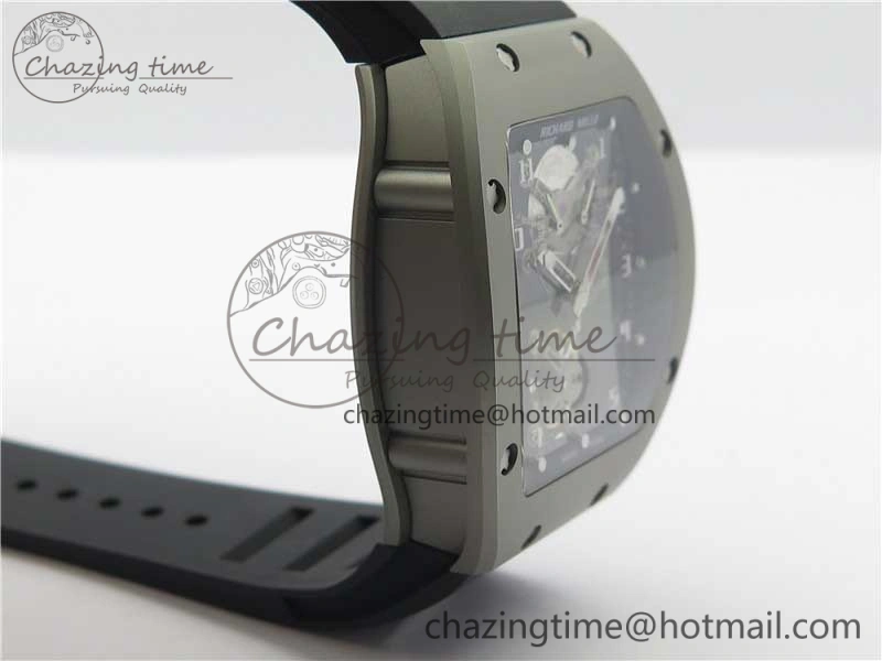 RM001 Tourbillon Sandblasted SS JBF Best Edition Black Dial on Rubber Strap SunProtective 9447