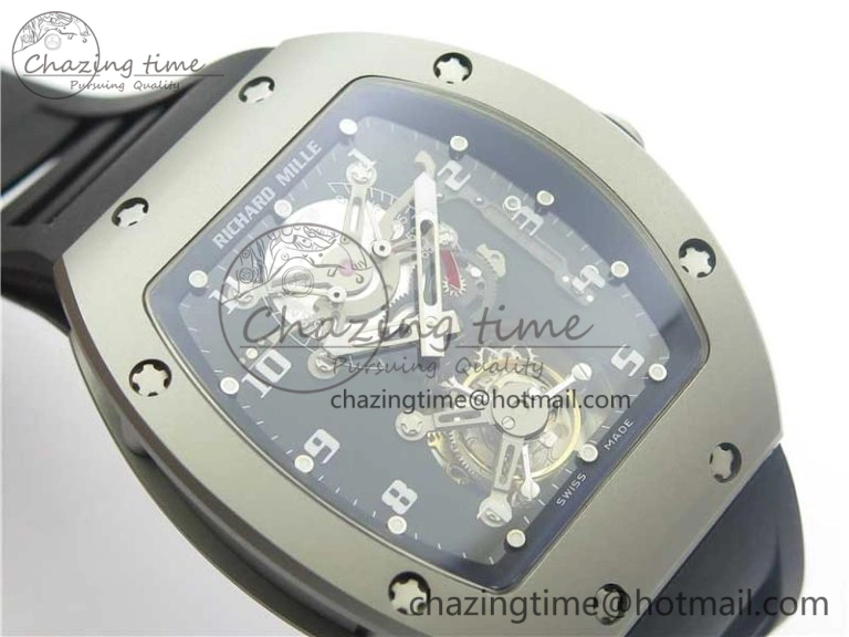 RM001 Tourbillon Sandblasted SS JBF Best Edition Black Dial on Rubber Strap SunProtective 9447