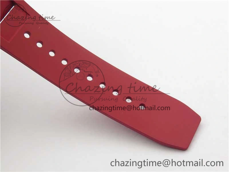 Contemporary RM011 Carbon Case Carbon Bezel Chronograph KVF 1:1 Best Edition Skeleton Dial Red RG on Red Rubber Strap A7750 V 9423