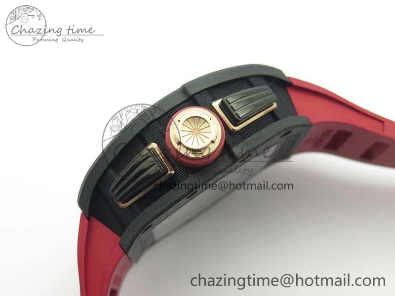 RM011 Carbon Case Chrono KVF 1:1 Best Edition Carbon Bezel Skeleton Dial On Rubber Strap A Unisex 9527