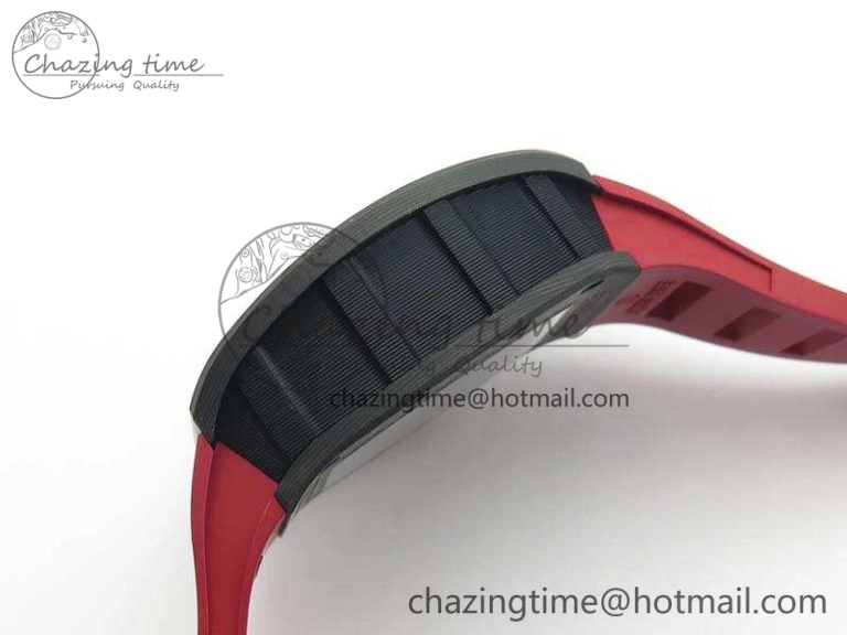 RM011 Carbon Case Chrono KVF 1:1 Best Edition Carbon Bezel Skeleton Dial On Rubber Strap A Unisex 9527