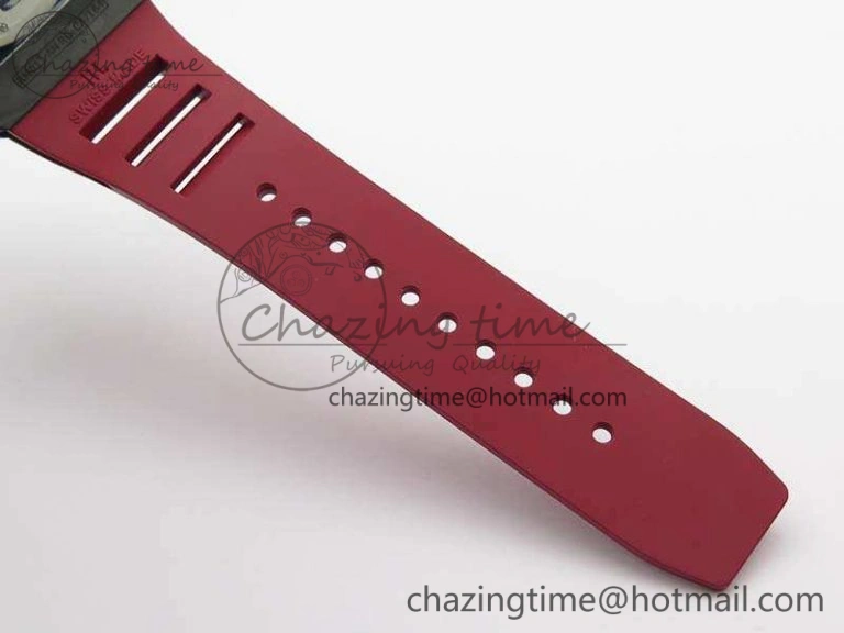 RM011 Carbon Case Chrono KVF 1:1 Best Edition Carbon Bezel Skeleton Dial On Rubber Strap A Unisex 9527