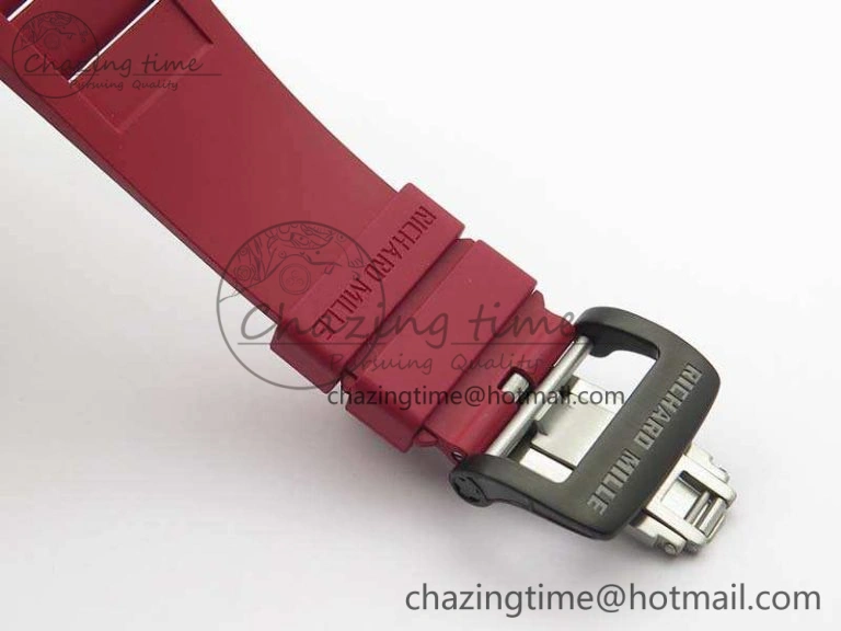 RM011 Carbon Case Chrono KVF 1:1 Best Edition Carbon Bezel Skeleton Dial On Rubber Strap A Unisex 9527
