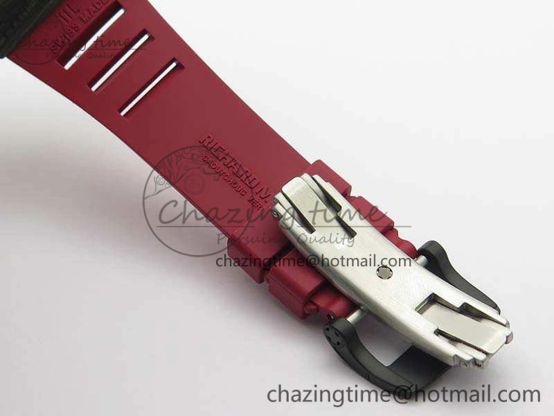 RM011 Carbon Case Chrono KVF 1:1 Best Edition Carbon Bezel Skeleton Dial On Rubber Strap A Unisex 9527
