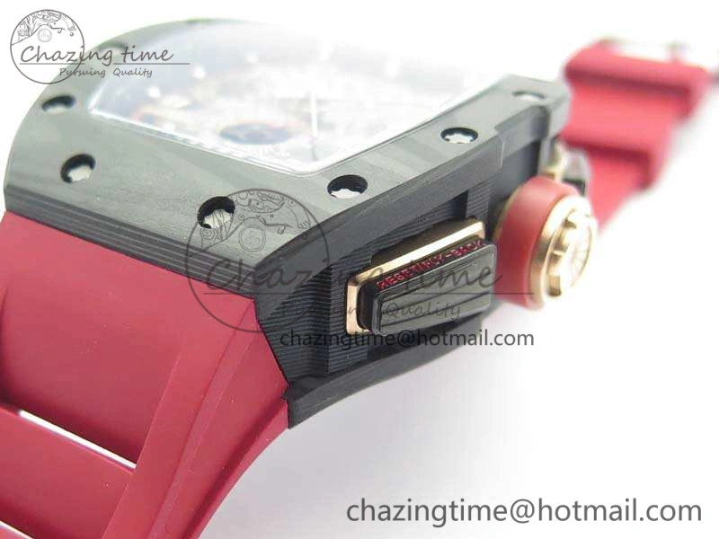 RM011 Carbon Case Chrono KVF 1:1 Best Edition Carbon Bezel Skeleton Dial On Rubber Strap A Unisex 9527